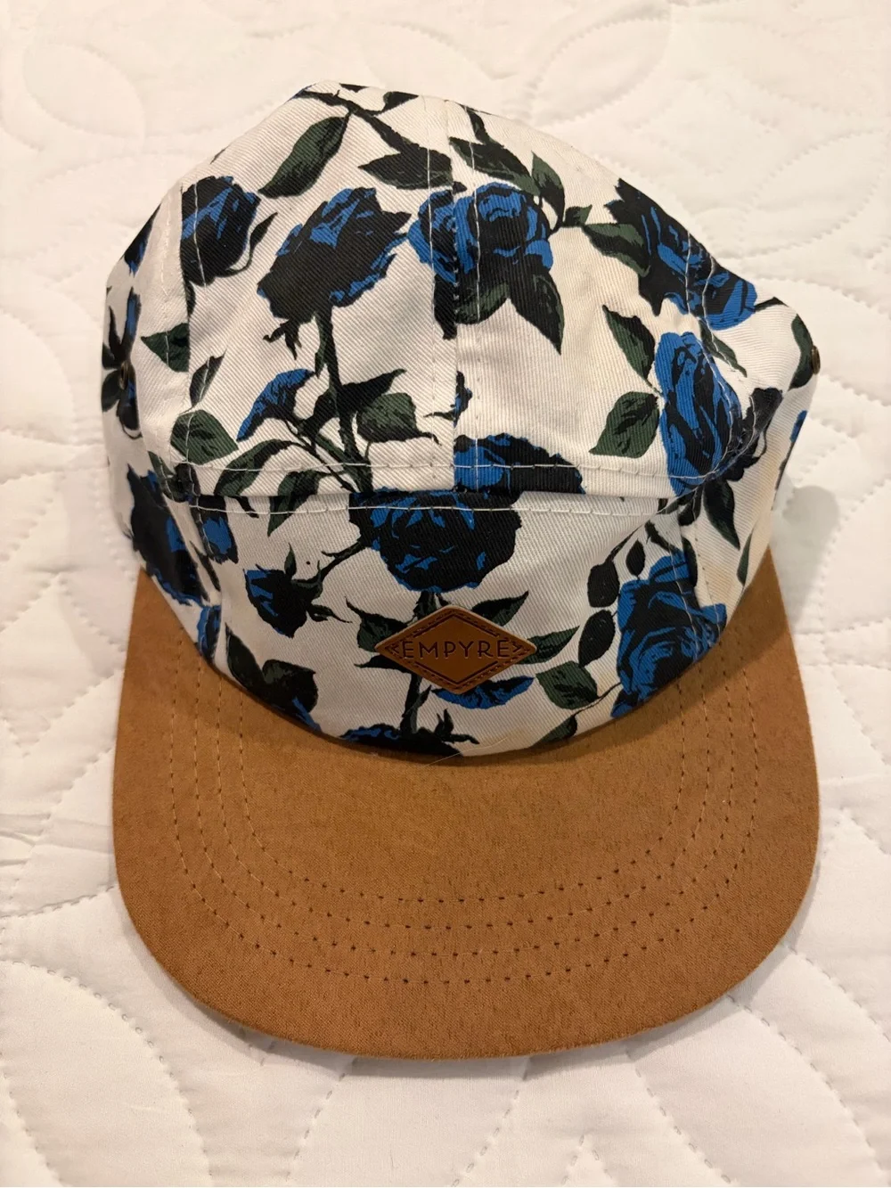 Empyre Blue Floral Five-Panel Cap with Brown Brim